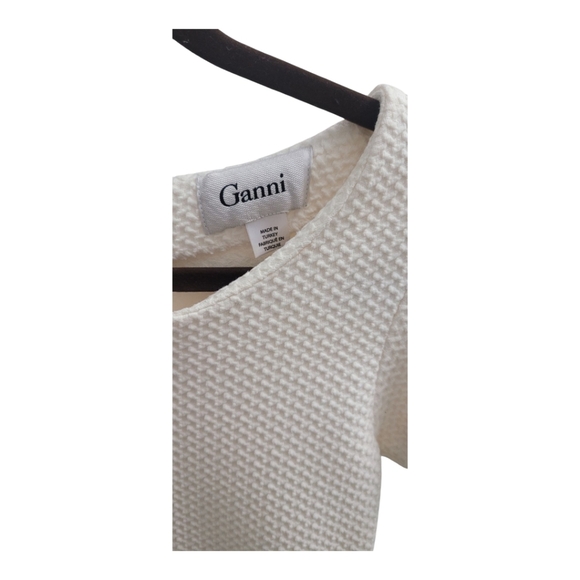 Anthropologie Ganni White Cream Textured Dress Size XS. SIZE 2 - Picture 4 of 8